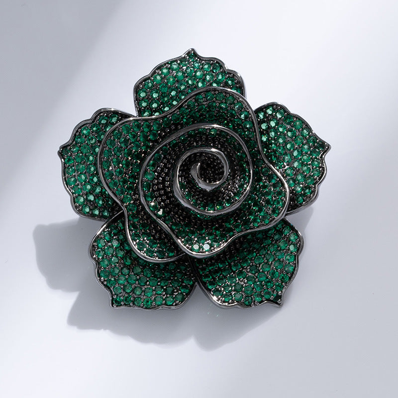 Xiliang Concubine Xiaohongshu recommends high-end heavy industry three-dimensional small fragrance style retro camellia brooch copper zircon-Mix MIx Style