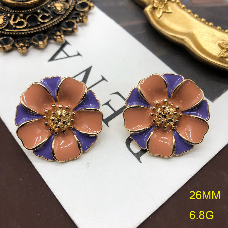Purple - Pink - Orange Trendy  Summer Elegant 18k Vermeil Gold Plated Stud Earrings | Mix Mix Style-Mix MIx Style