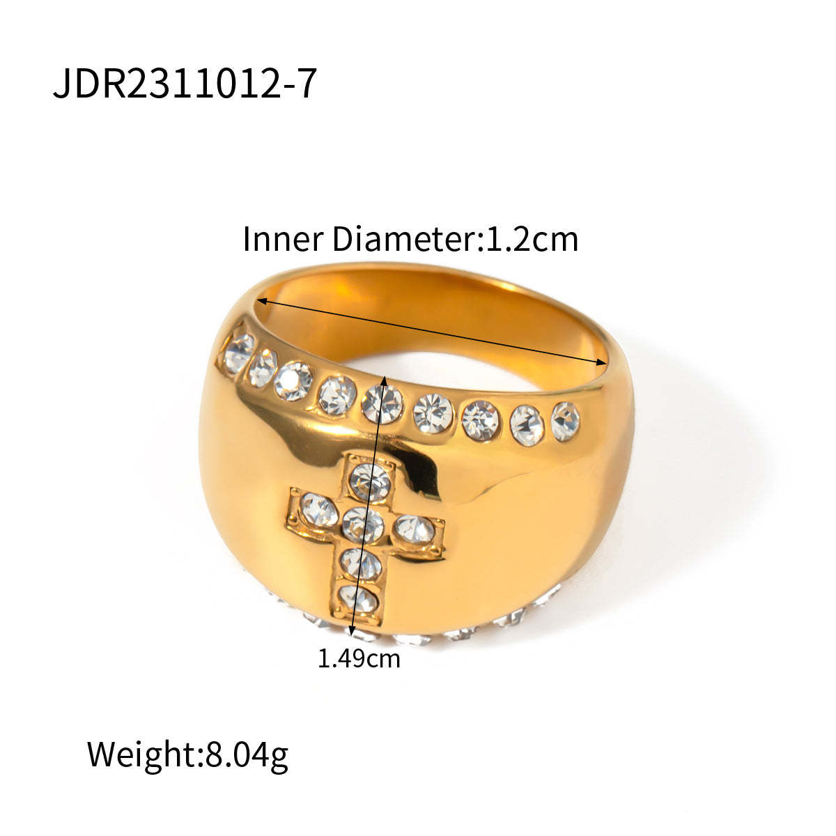 Cross Golden Antique Retro Classic Round Diamonds Elegant Luxury 18k White/Vermeil Gold Plated Ring Jewelry | Mix Mix Style-Mix MIx Style