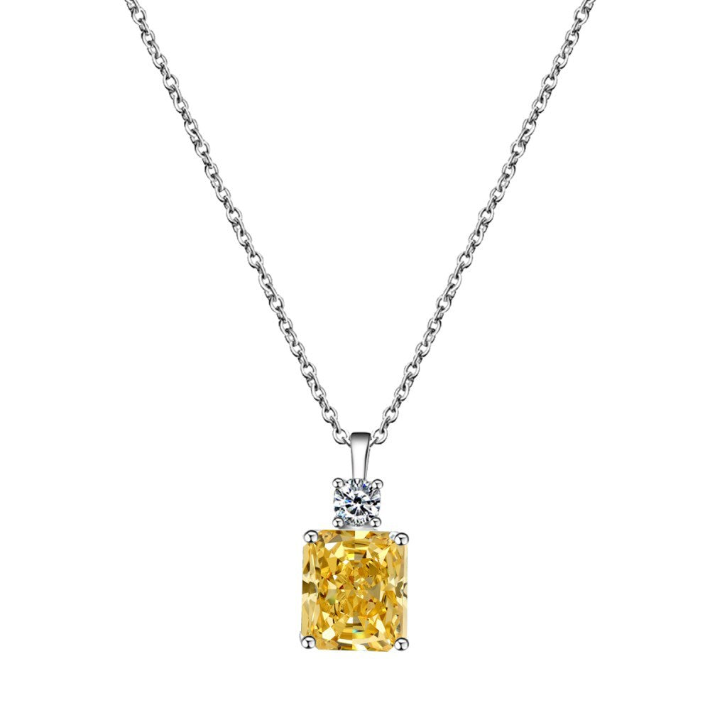 Linlang S925 sterling silver high carbon diamond necklace women's 9*10 ice flower cut perfume pendant clavicle chain cross-border supply-Mix MIx Style