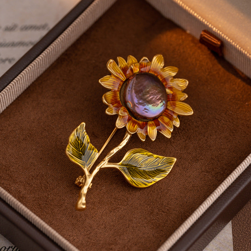 Natural pearl brooch female fritillary flowers fresh pastoral style 2024 spring and summer corsage high-end temperament clothing-Mix MIx Style