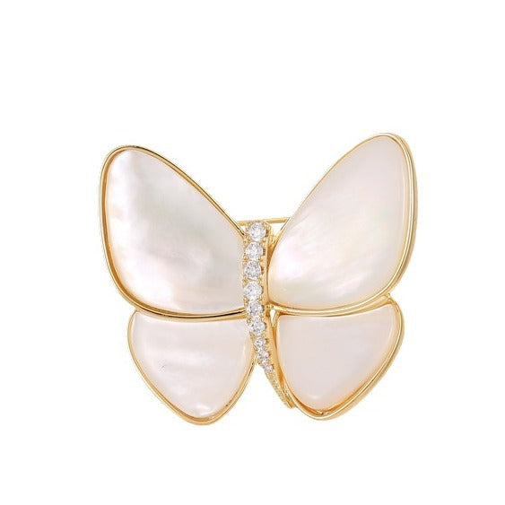 Breaking out of cocoon and becoming a butterfly, natural shell, zircon, light luxury clothing, corsage for women, elegant anti-exposure pin, mother-of-pearl butterfly brooch-Mix MIx Style