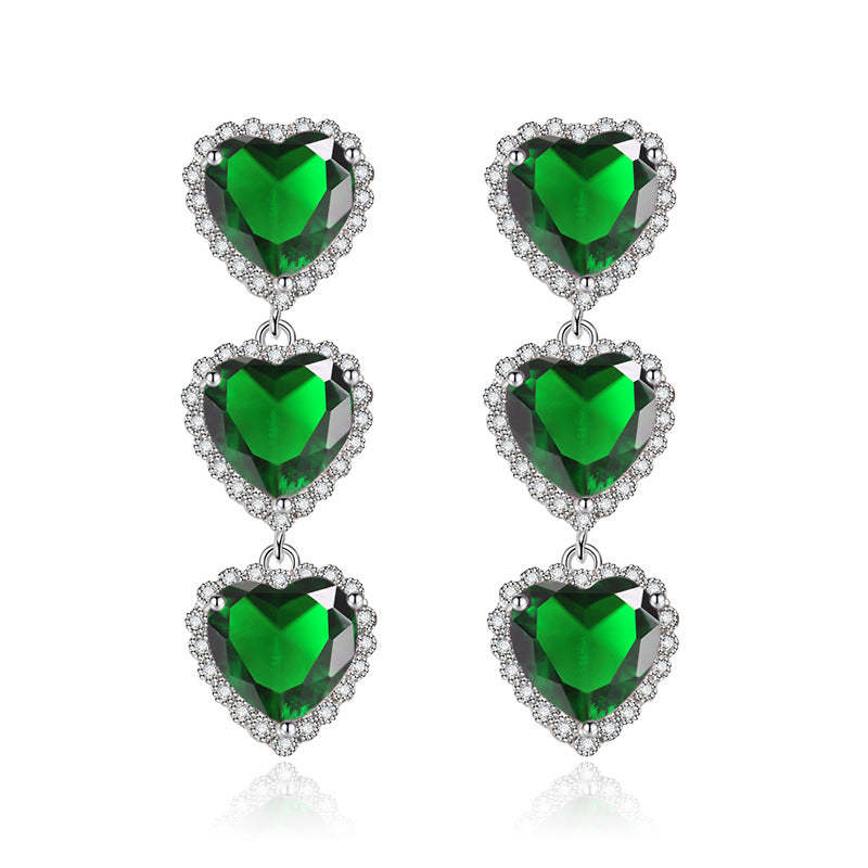 Green - Blue - Pink Trendy Heart Cut Moissanite Diamonds Love 18k Whit