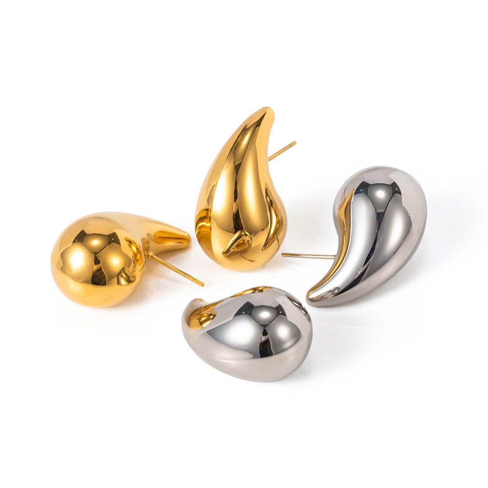 Minimalist Water Drop Shaped Elegant 18k Vermeil/White Gold Plated Stud Earrings | Mix Mix Style-Mix MIx Style