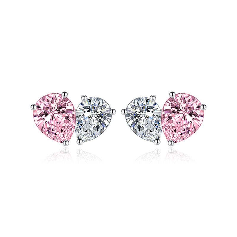 White & Pink Classic Timeless Pear Cut Moissanite Diamond Luxury 18k W