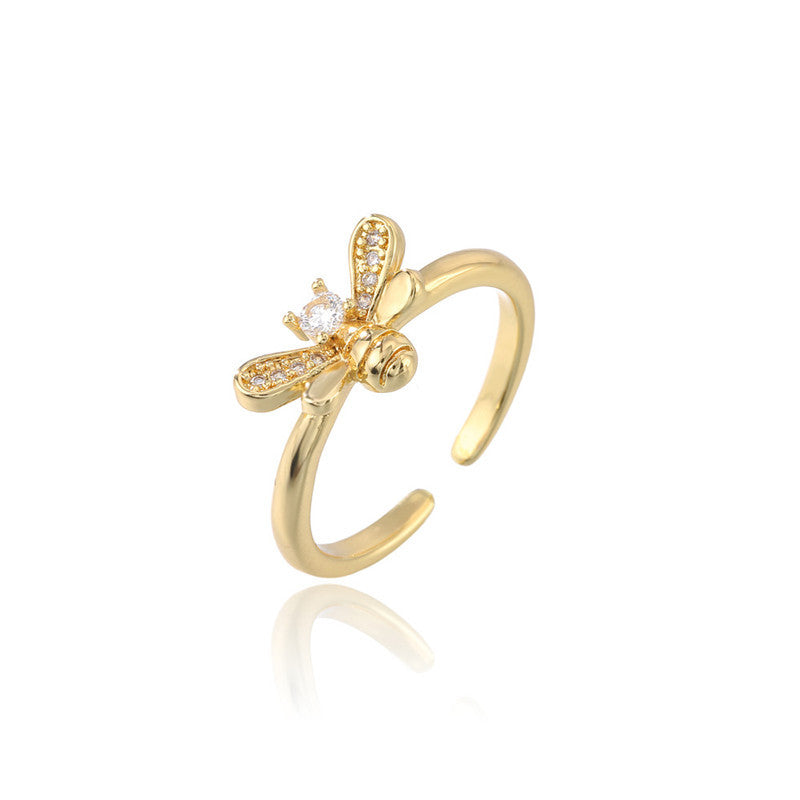 Cross-border new product INS style simple little bee ring opening design adjustable size party accessories-Mix MIx Style