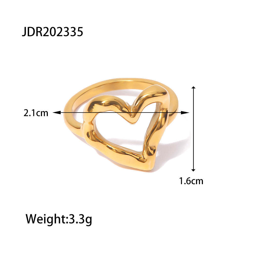 French ring female design niche ins blogger same style hammer pattern love light luxury titanium steel gold-plated non-fading ring-Mix MIx Style