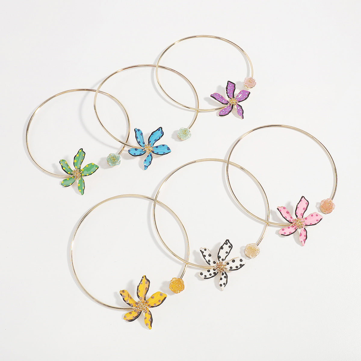 Blue Flower Solid Vintage Retro Luxury 18k Vermeil Gold Plated Open Necklace Jewelry | Mix Mix Style-Mix MIx Style
