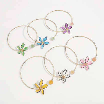 Blue Flower Solid Vintage Retro Luxury 18k Vermeil Gold Plated Open Necklace Jewelry | Mix Mix Style-Mix MIx Style