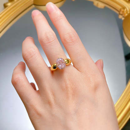 Mujing Jewelry Hot Selling New Imported High Carbon Diamond 2.5ct 8*10mm Ice Flower Cut Pink Diamond 925 Silver European and American Style Ring-Mix MIx Style