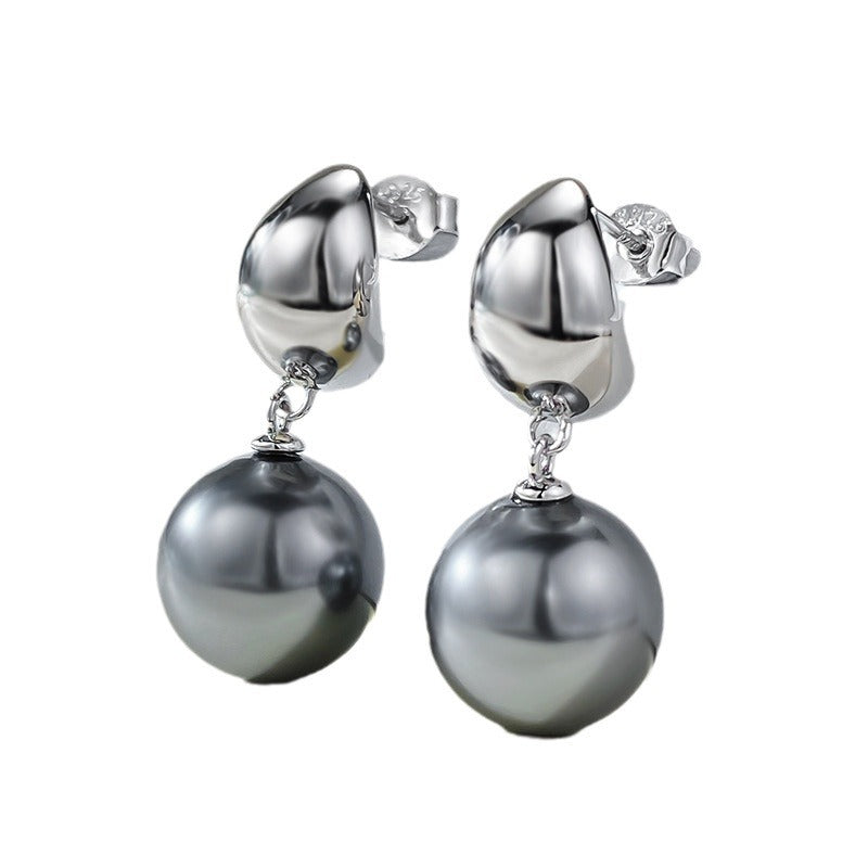 Mujing Jewelry S925 Silver Gold Surface Seiko Inlaid Pearl 12mm Shell Pearl Earrings European and American Fashion Simple Earrings-Mix MIx Style