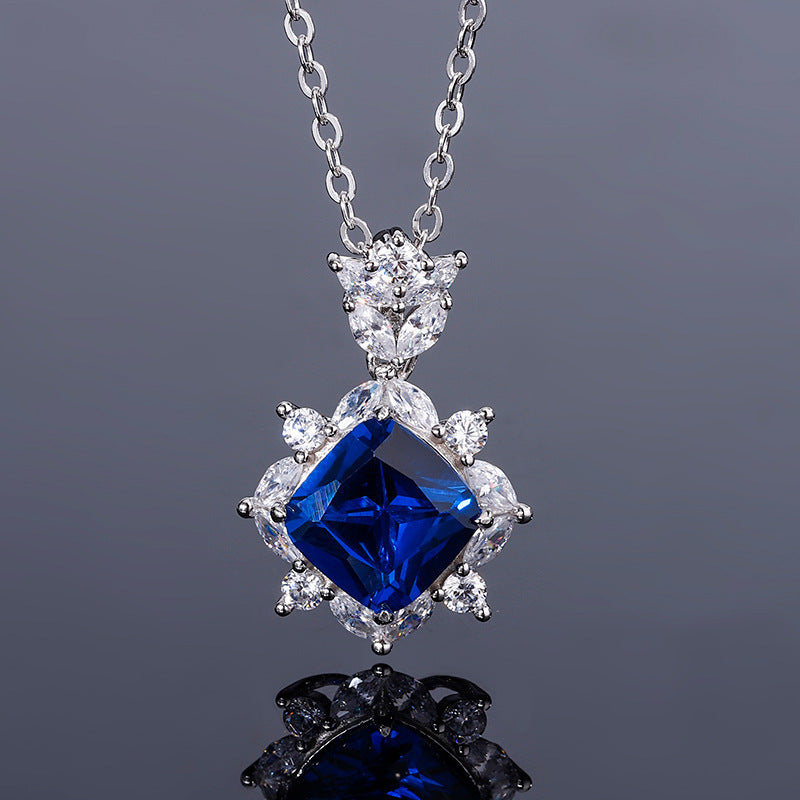 New S925 silver jewelry simulated colorful treasure square simple daily style suit for women 9*9-7*7-Mix MIx Style