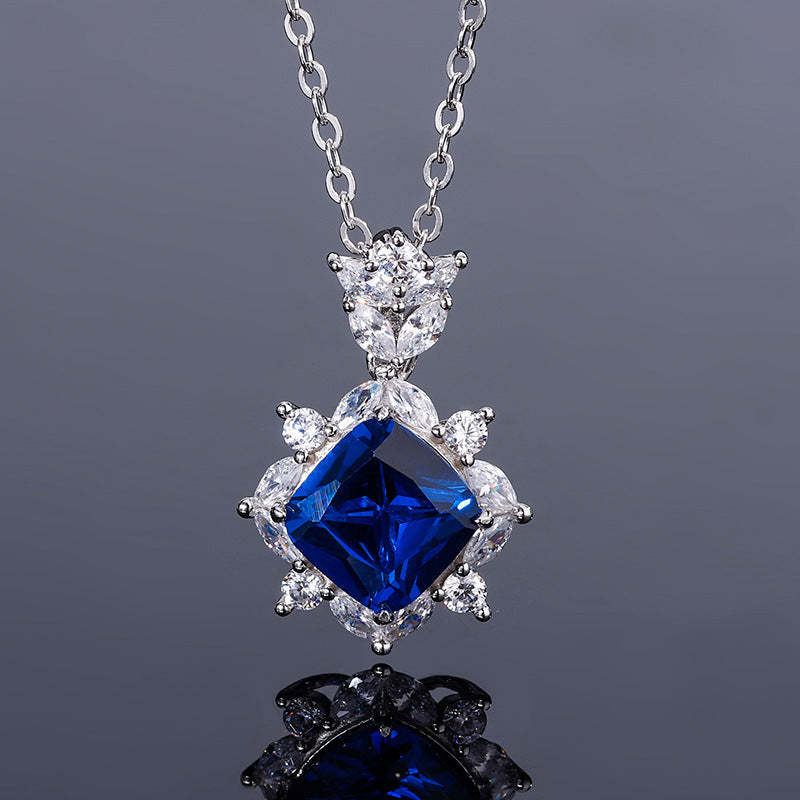 New S925 silver jewelry simulated colorful treasure square simple daily style suit for women 9*9-7*7-Mix MIx Style