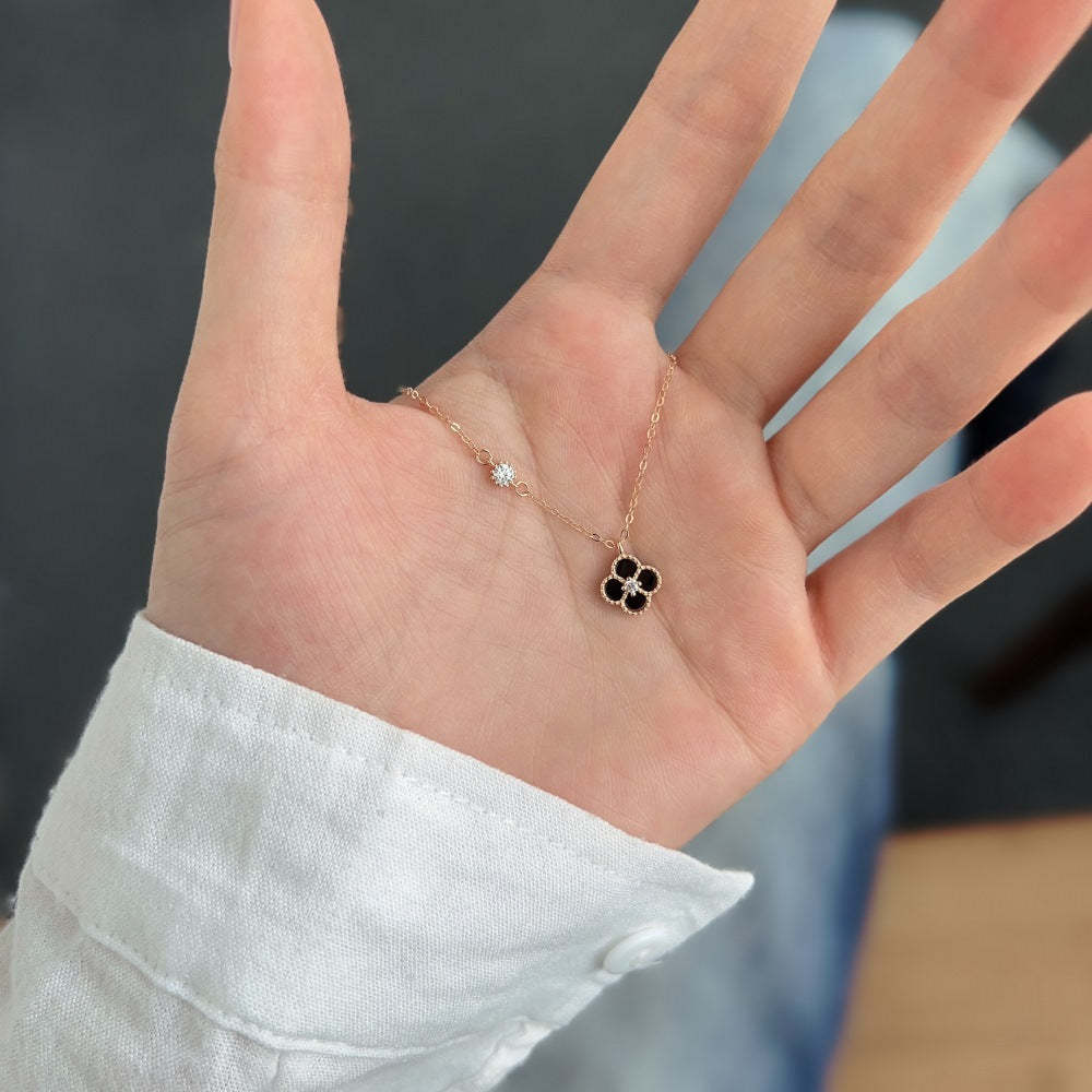 Stylish Lucky Clover Diamond 18k White Gold Plated Necklace | Mix Mix Style-Mix MIx Style