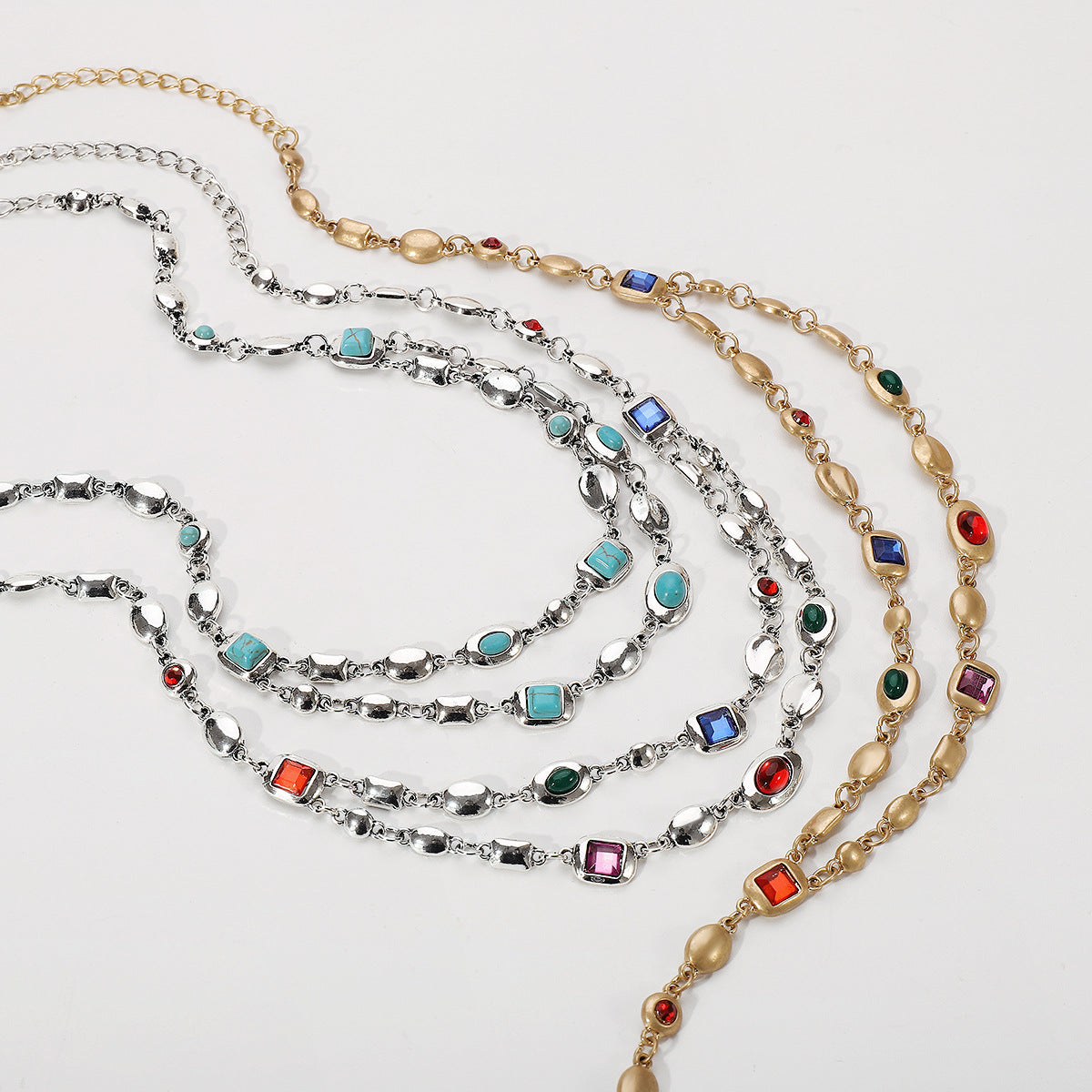 Multicolor Vintage Retro Classic Diamonds Luxury 18k Vermeil/White Gold Plated Necklace Jewelry | Mix Mix Style-Mix MIx Style