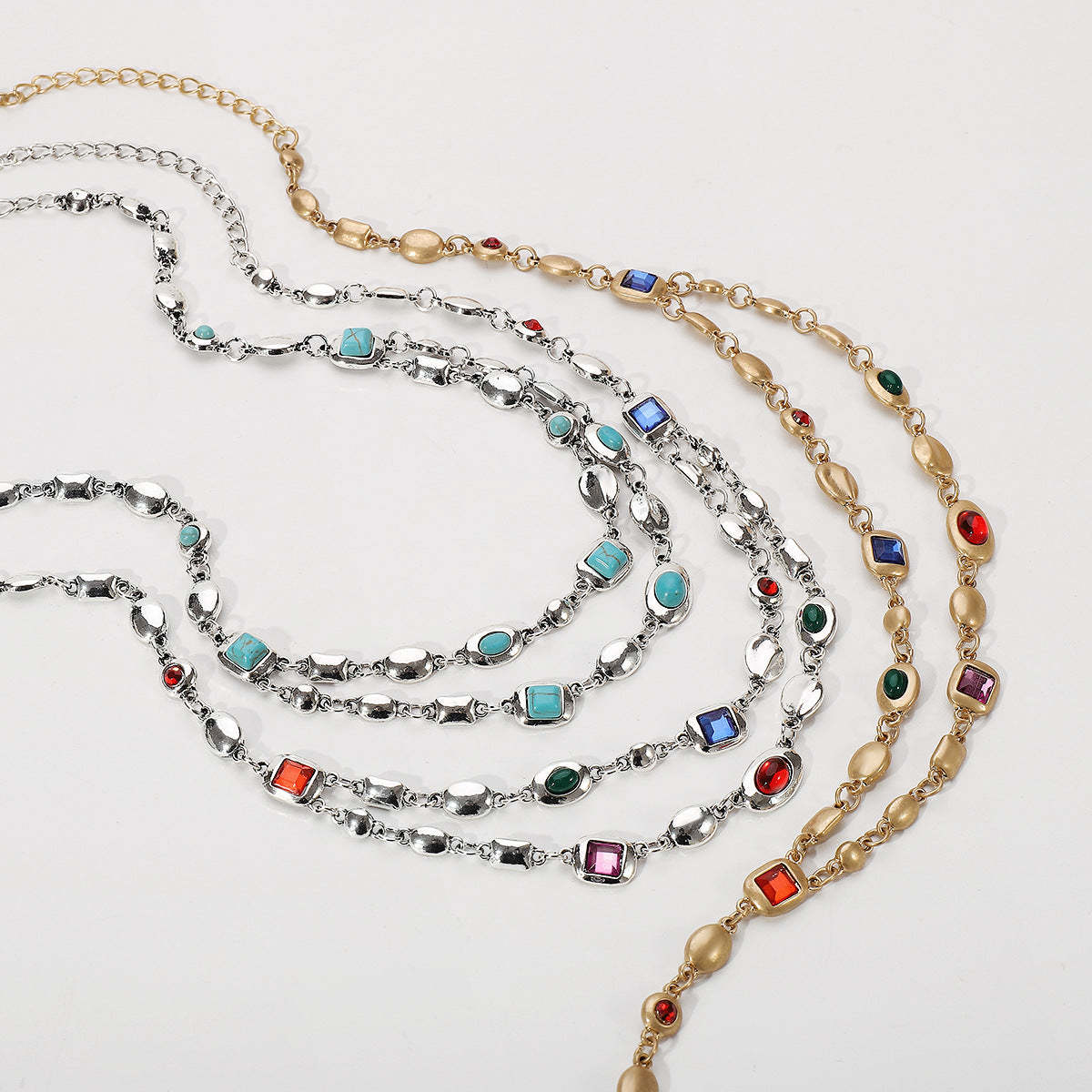 Multicolor Vintage Retro Classic Diamonds Luxury 18k Vermeil/White Gold Plated Necklace Jewelry | Mix Mix Style-Mix MIx Style