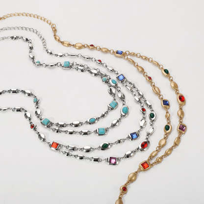 Multicolor Vintage Retro Classic Diamonds Luxury 18k Vermeil/White Gold Plated Necklace Jewelry | Mix Mix Style-Mix MIx Style