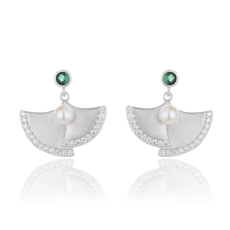s925 Sterling Silver Akoya Pearls Fan Earrings | Mix Mix Style [Hot Seller]-Mix MIx Style