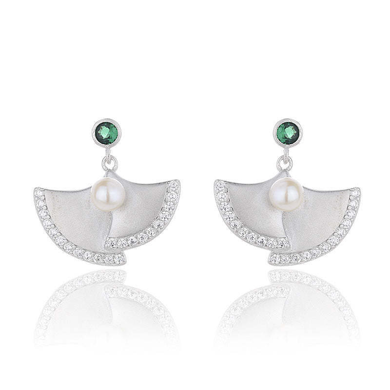 s925 Sterling Silver Akoya Pearls Fan Earrings | Mix Mix Style [Hot Seller]-Mix MIx Style