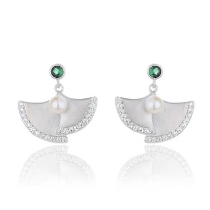 s925 Sterling Silver Akoya Pearls Fan Earrings | Mix Mix Style [Hot Seller]-Mix MIx Style