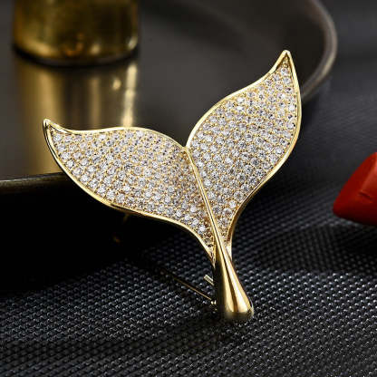 Fashionable and versatile cute fishtail zircon brooch Korean simple temperament suit jacket accessories corsage brooch for women-Mix MIx Style