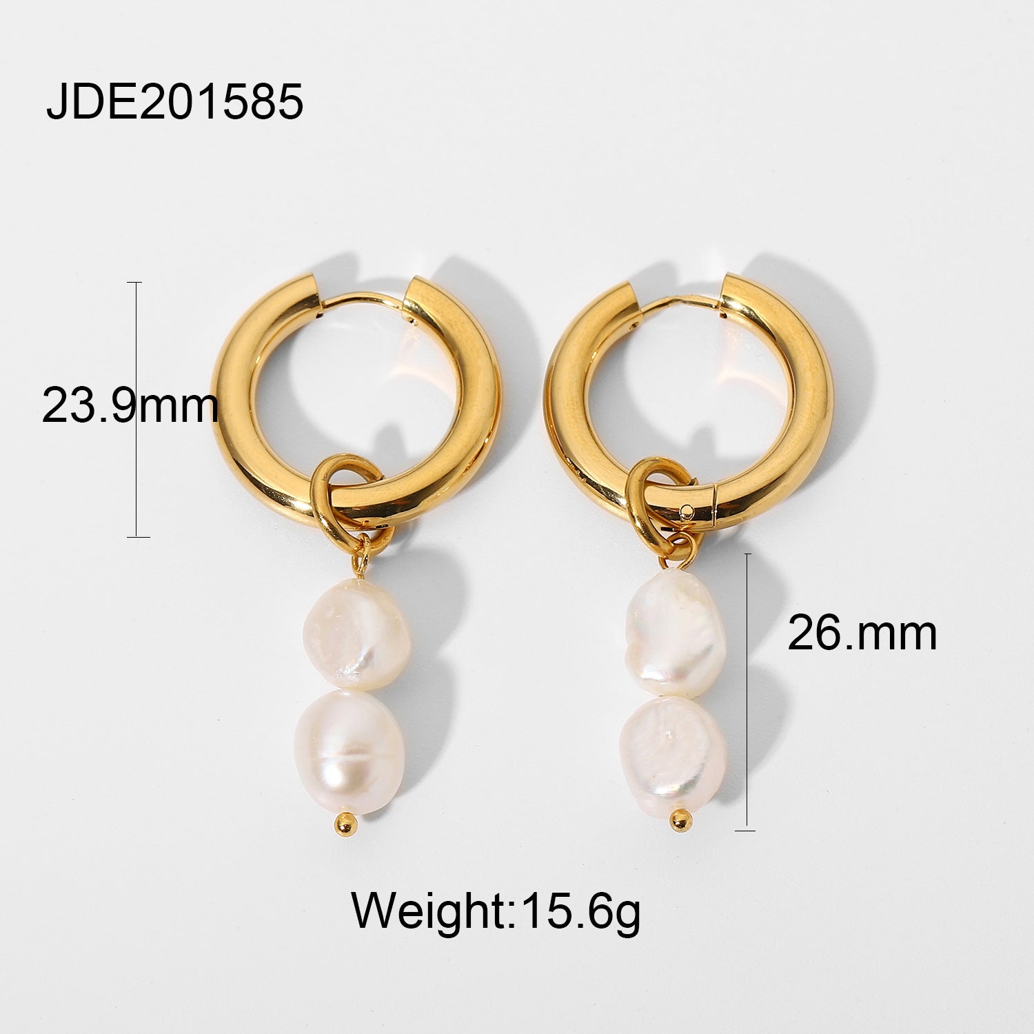 Classic Timeless White Akoya Pearls & Moissanite Diamonds Elegant 18k Vermeil Gold Plated Hoop/Drop Earrings | Mix Mix Style-Mix MIx Style