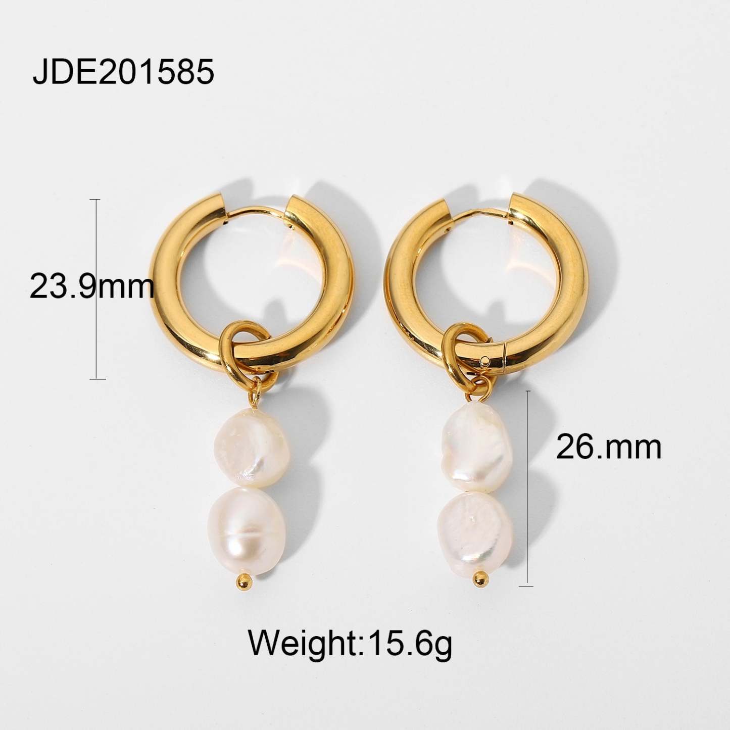 Classic Timeless White Akoya Pearls & Moissanite Diamonds Elegant 18k Vermeil Gold Plated Hoop/Drop Earrings | Mix Mix Style-Mix MIx Style