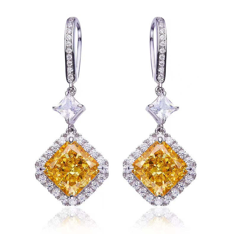 Yellow - Blue Classic Cushion Cut Moissanite Diamond 2.5ct Elegant 18k