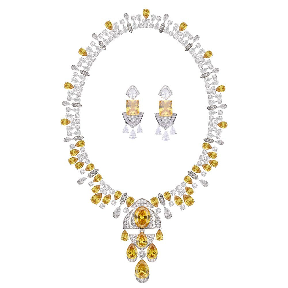 Yellow Diamond Bridal Necklace Choker 18k Gold Moissanite Jewelry Mix Mix Style [Hot Seller]-Mix MIx Style