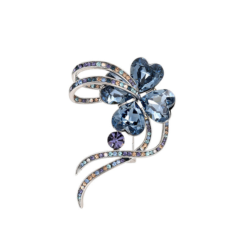 New design, elegant, luxurious, exquisite ribbon, lucky four-leaf clover brooch, coat, suit and accessories wholesale-Mix MIx Style