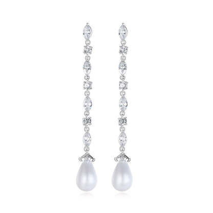Drop Water White Moissanite Diamonds Elegant 18k Vermeil Gold Plated Vintage Retro Drop Earrings | Mix Mix Style-Mix MIx Style