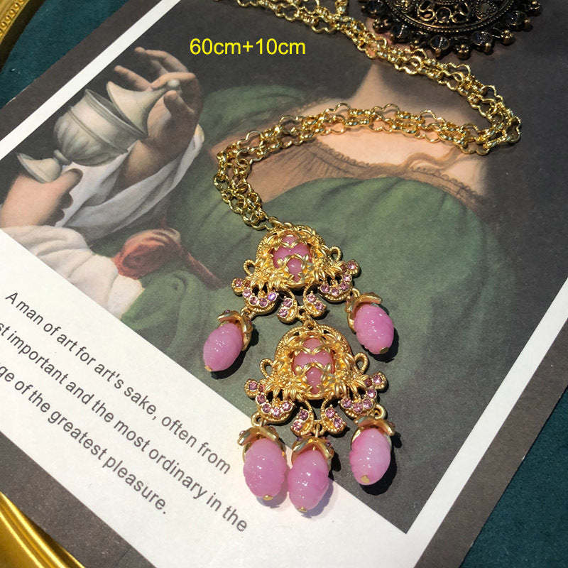 Vintage Classic Pendant Pink Akoya Pearls Luxurious 18k Vermeil Gold Plated Necklace Earring Jewelry Set | Mix Mix Style-Mix MIx Style