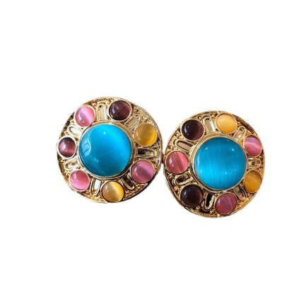 Retro Circle Half-ball Timeless Akoya Pearl Elegant 18k Vermeil Gold Plated Stud Earrings | Mix Mix Style-Mix MIx Style