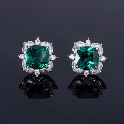 New S925 silver jewelry simulated colorful treasure square simple daily style suit for women 9*9-7*7-Mix MIx Style