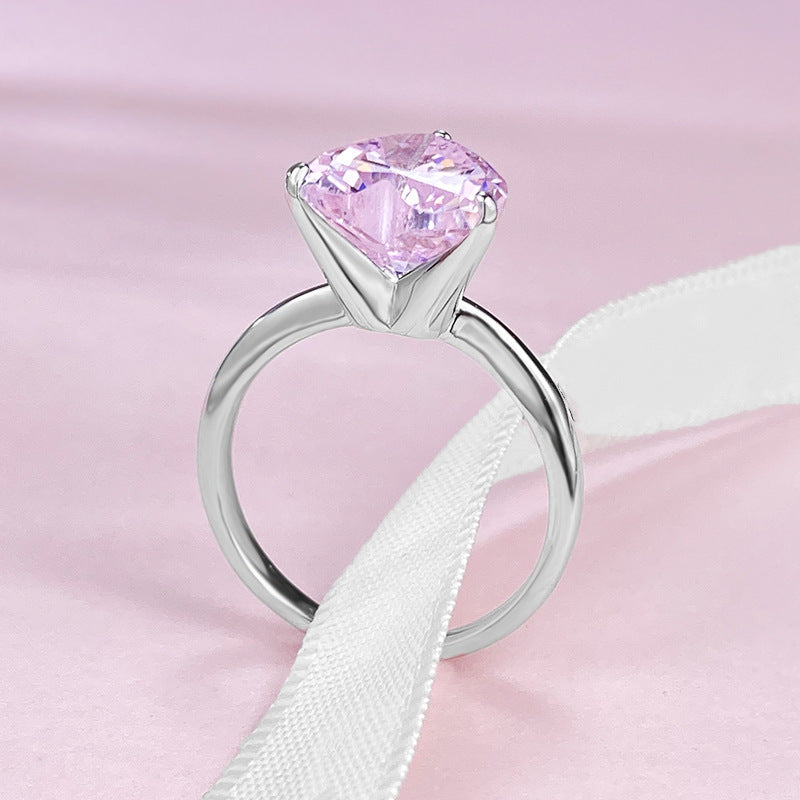 Pink Elegant Dainty Heart Cut Moissanite Diamond 4ct 18k White Gold Plated Engagement Ring | Mix Mix Style-Mix MIx Style