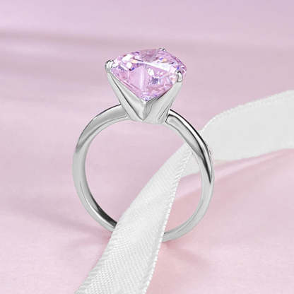 Pink Elegant Dainty Heart Cut Moissanite Diamond 4ct 18k White Gold Plated Engagement Ring | Mix Mix Style-Mix MIx Style