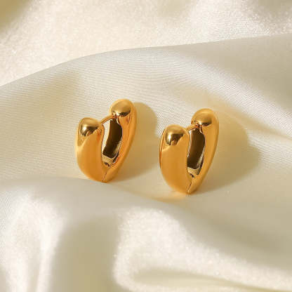 Chunky Minimalist Elegant 18k Vermeil Gold Plated Vintage Retro Hoop Earrings | Mix Mix Style-Mix MIx Style