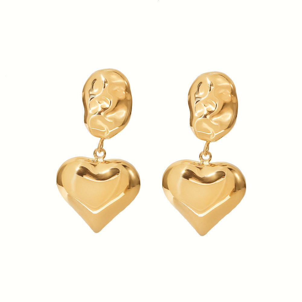 Irregular Heart Shaped Timeless Retro Love 18k Vermeil Gold Plated Drop Earrings | Mix Mix Style-Mix MIx Style
