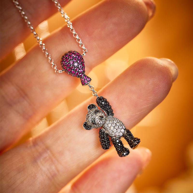 Chinese style new balloon bear necklace gold-plated panda pendant fashion creative pull-out adjustable women's clavicle chain-Mix MIx Style