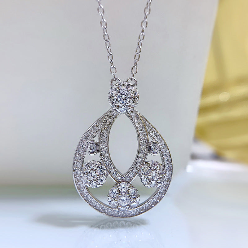 Mujing Jewelry 2022 new style 925 silver European and American style pear-shaped water drop pendant women's luxury necklace cross-border hot sale-Mix MIx Style