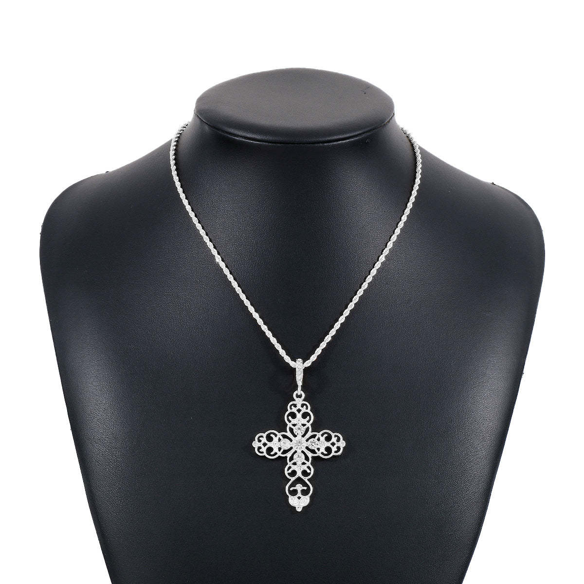 Cross Retro Classic Pendant White Diamonds Luxury 18k Gold Plated Necklace Earrings Jewelry Set | Mix Mix Style-Mix MIx Style