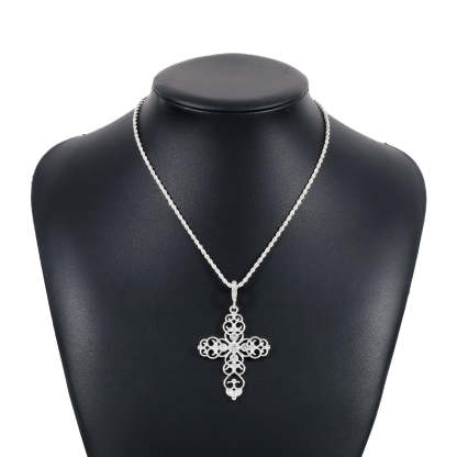 Cross Retro Classic Pendant White Diamonds Luxury 18k Gold Plated Necklace Earrings Jewelry Set | Mix Mix Style-Mix MIx Style