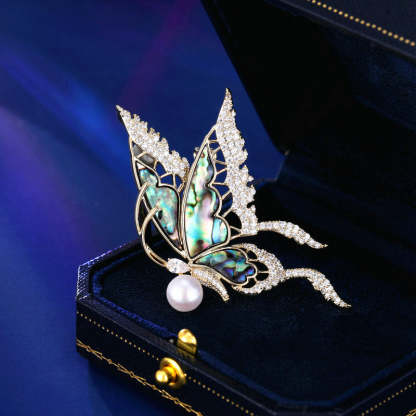 New autumn and winter clothing, cocoon-turned-butterfly coat accessories, fixed pins, high-grade natural mother-of-pearl butterfly brooch-Mix MIx Style