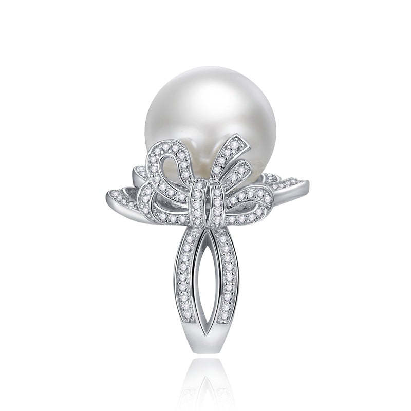 Mujing Jewelry 2023 European and American shell beads ring sterling silver temperament elegant goddess style s925 sterling silver high carbon diamond women's ring-Mix MIx Style