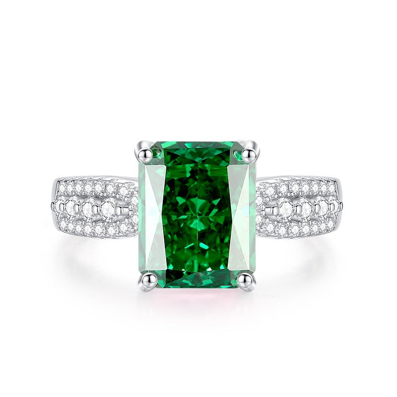 Emerald Gemstone Ring 4ct Moissanite Diamond Jewelry [Hot Seller]-Mix MIx Style