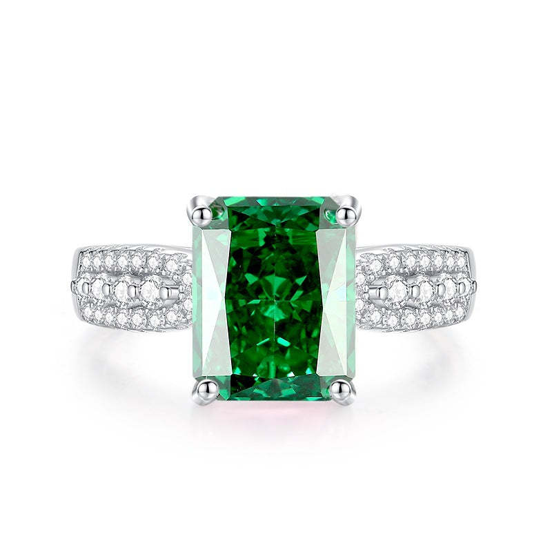 Emerald Gemstone Ring 4ct Moissanite Diamond Jewelry [Hot Seller]-Mix MIx Style