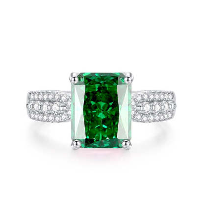 Emerald Gemstone Ring 4ct Moissanite Diamond Jewelry [Hot Seller]-Mix MIx Style
