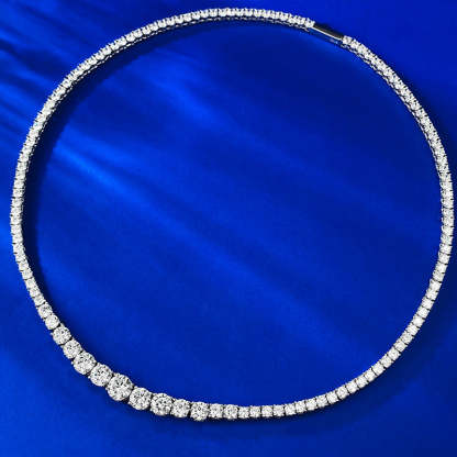 White Retro Classic Round Cut Diamonds Luxury 18k White Gold Plated Choker Necklace Jewelry | Mix Mix Style-Mix MIx Style