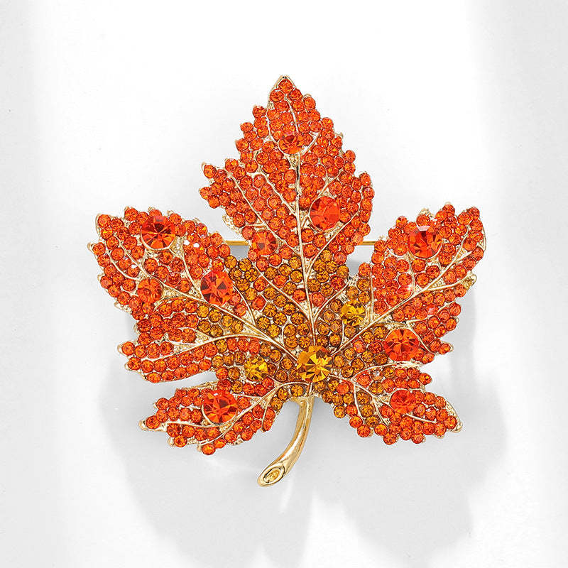 Xiliang Concubine high-end heavy-duty full diamond blue maple leaf brooch inlaid with diamond suit coat accessories corsage gift pin-Mix MIx Style