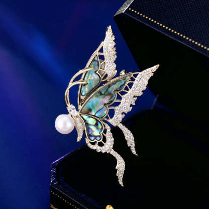 New autumn and winter clothing, cocoon-turned-butterfly coat accessories, fixed pins, high-grade natural mother-of-pearl butterfly brooch-Mix MIx Style